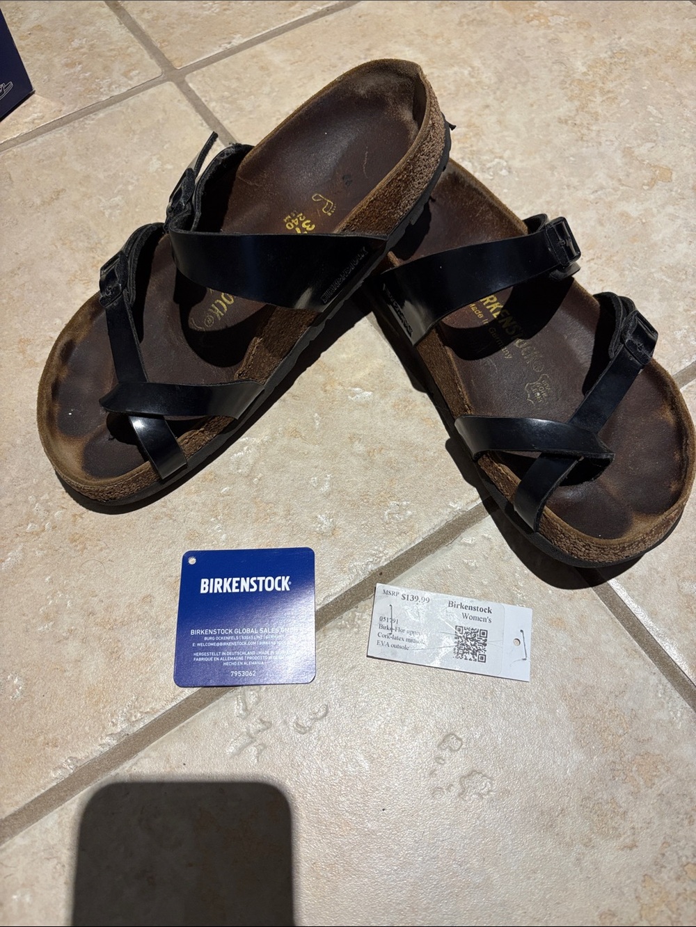Birkenstock Black Mayari Patent Slide Sandals - size 37 Regular Fit